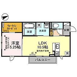 クレストガーデン 1LDKの間取図画像