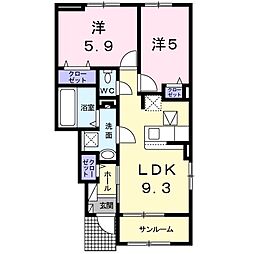 シドニー 2LDKの間取図画像