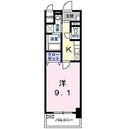 カーサ・フィオーレ中広通り 1Kの間取図画像