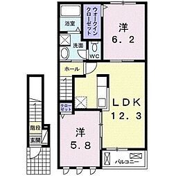フォルトゥーナVIII 2階2LDKの間取り