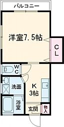 中里ハイツ 1Kの間取図画像