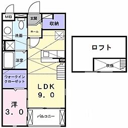 グランツ・トマツ2 1LDKの間取図画像
