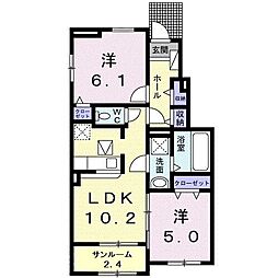 Ａｒｋａｄｉａ　II 1階2LDKの間取り