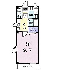 カリーノ 1階1Kの間取り
