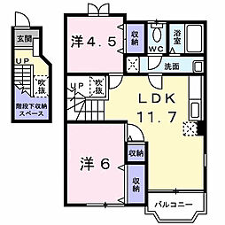 エレガントＢ 2階2LDKの間取り