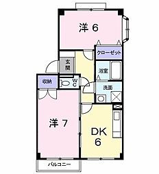 レジデンスビバ1 2DKの間取図画像