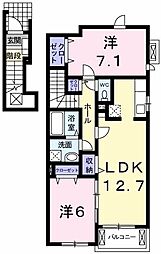 ニューユニゾンA 2LDKの間取図画像