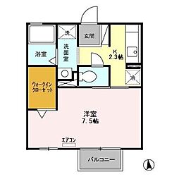 サフィールA 1Kの間取図画像
