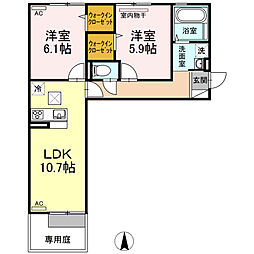 チェリーブロッソムE棟 2LDKの間取図画像