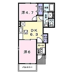 レジデンスサンディットA 2DKの間取図画像