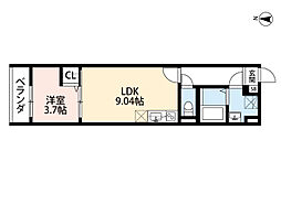 Gnosis中長尾 1LDKの間取図画像