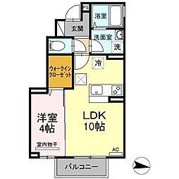 クロシェットC 1LDKの間取図画像