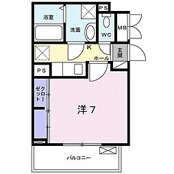 ホワイトウェル平塚 1Kの間取図画像