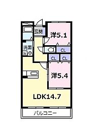 フェリーチェ 4階2LDKの間取り