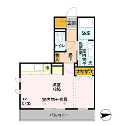 プレタポルテ ワンルームの間取図画像