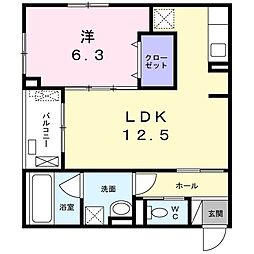 メゾン・ド・ボヌール 2階1LDKの間取り