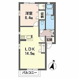 シャーメゾン・フレール　Ｄ棟 2階1LDKの間取り