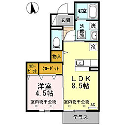 セジュール・エーA 1LDKの間取図画像