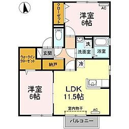 グラン・カネイ 2LDKの間取図画像