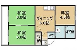 コーポ富岡 1階3DKの間取り