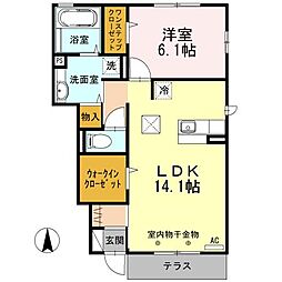 リフレスイープストリームミドル 1LDKの間取図画像