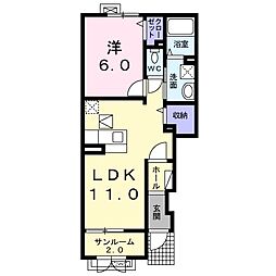 カームリー・クレメント 1LDKの間取図画像