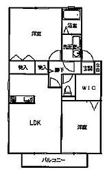 セジュールＡ 1階2LDKの間取り
