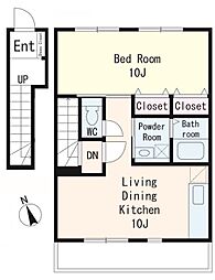 サンハイツ 2階1LDKの間取り