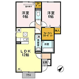 ヴォンエルフ古国府A 2LDKの間取図画像