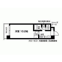 CASA SHIKO 4階1Kの間取り