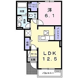 スカイッシュハウス 1LDKの間取図画像