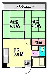 コーポ宮本 2DKの間取図画像