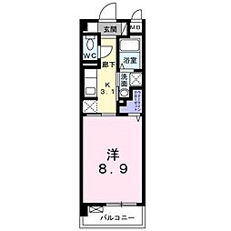 ファインステージ長田 2階1Kの間取り