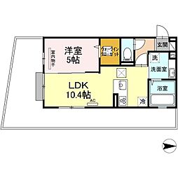アルカンシェル益城 1LDKの間取図画像