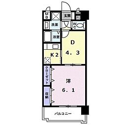 フランメゾン平成 3階1DKの間取り