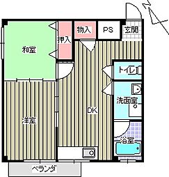 JR福知山線 福知山駅 徒歩6分の賃貸マンション 3階2DKの間取り