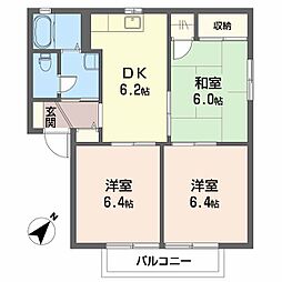 フォレスト北日吉C 3DKの間取図画像