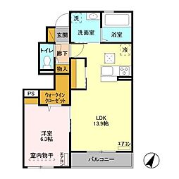 シエルボヌール 1LDKの間取図画像