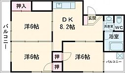 クレール北日吉 3DKの間取図画像