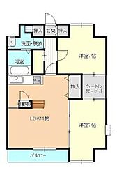 フォンターナ碩田 2LDKの間取図画像