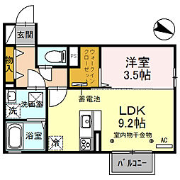 シェトワレ上冨居A 1LDKの間取図画像