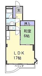 シャトーカワイ 4階1LDKの間取り
