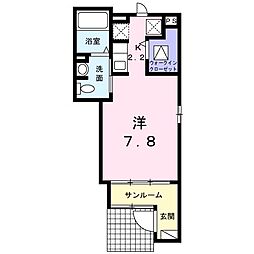 グラ−ス・エム 1階1Kの間取り