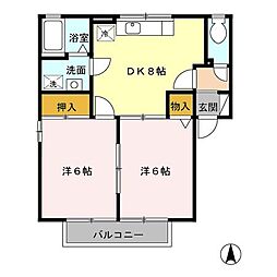 ローレルコート1 2DKの間取図画像