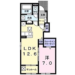 恵 1LDKの間取図画像