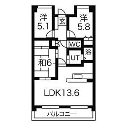 ア・レーズ平子 3LDKの間取図画像