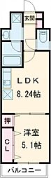 インフィールド枝光 1LDKの間取図画像
