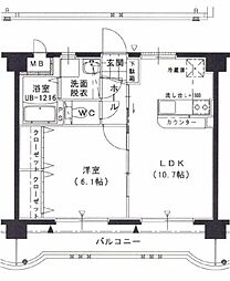 フローランテ・I 1階1LDKの間取り