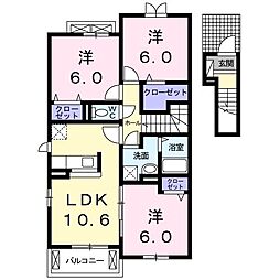サンシャイン石津　Ｅ棟 2階3LDKの間取り