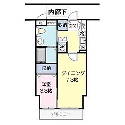 ゴールドライフマンション宇都宮 1DKの間取図画像